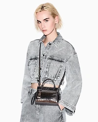 Mini bag with metallic crocodile effect