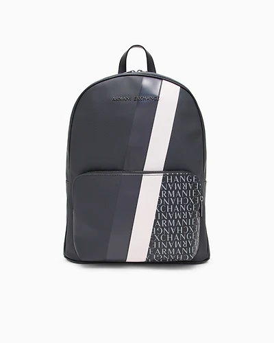 Backpack with monogram and stripes