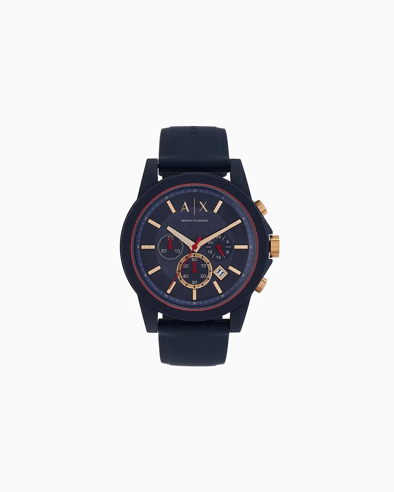 Armani Exchange - Chronograph movement watch with blue strap, Man, Multicoloured, Size: TU