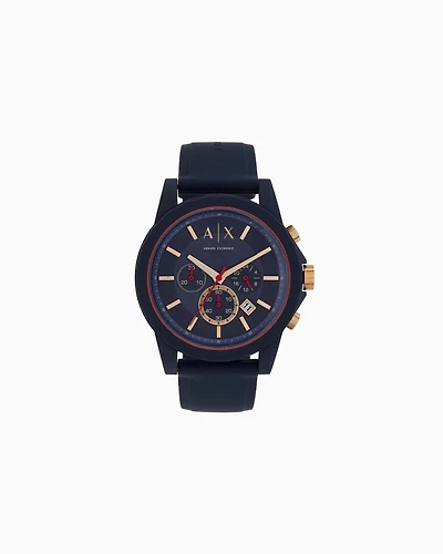 Armani Exchange - Chronograph movement watch with blue strap, Man, Multicoloured, Size: TU
