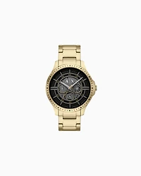 Armani Exchange - Armani Exchange Multifunction Gold-Tone Stainless Steel Watch, Man, Multicoloured, Size: TU
