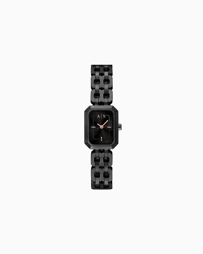  Two-Hand Black Stainless Steel Watch