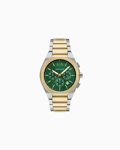 Armani Exchange - Armani Exchange Chronograph Two-Tone Stainless Steel Watch, Man, Multicolored, Size: TU