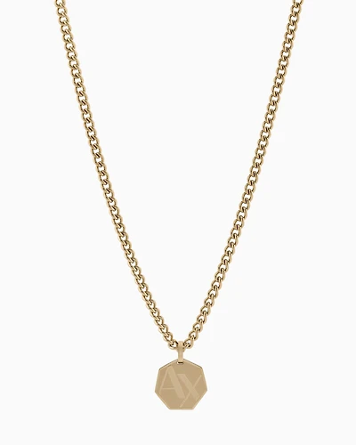 Armani Exchange -  Gold-Tone Stainless Steel Pendant Necklace, Man, Multicoloured, Size: TU