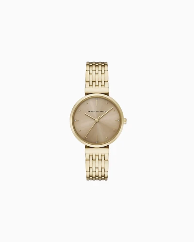 Three-Hand Gold-Tone Stainless Steel Watch