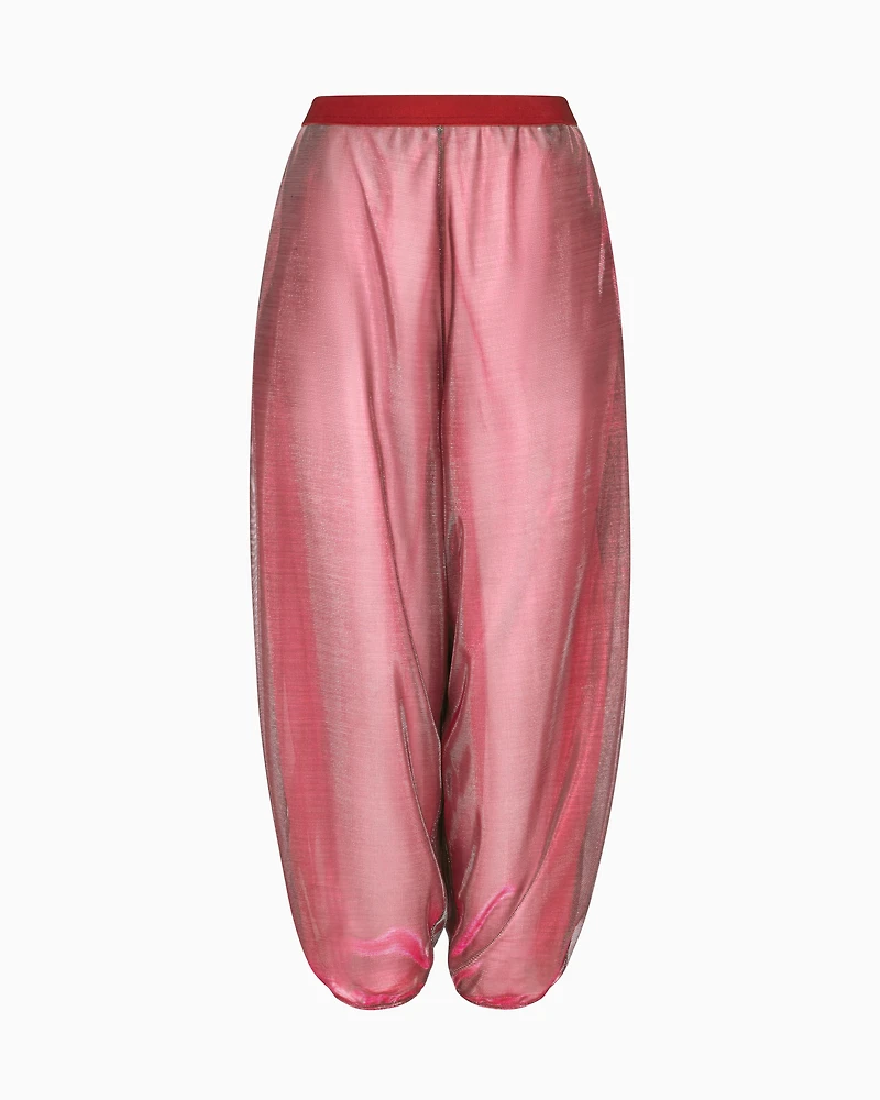 Emporio Armani - Wide trousers iridescent knit mesh, Woman, Red, Size: