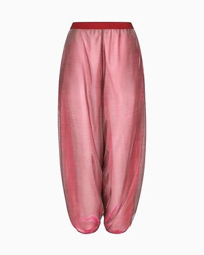 Emporio Armani - Wide trousers iridescent knit mesh, Woman, Red, Size: