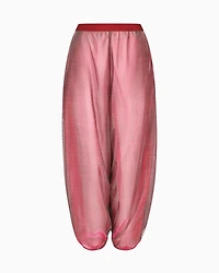 Emporio Armani - Wide trousers iridescent knit mesh, Woman, Red, Size: