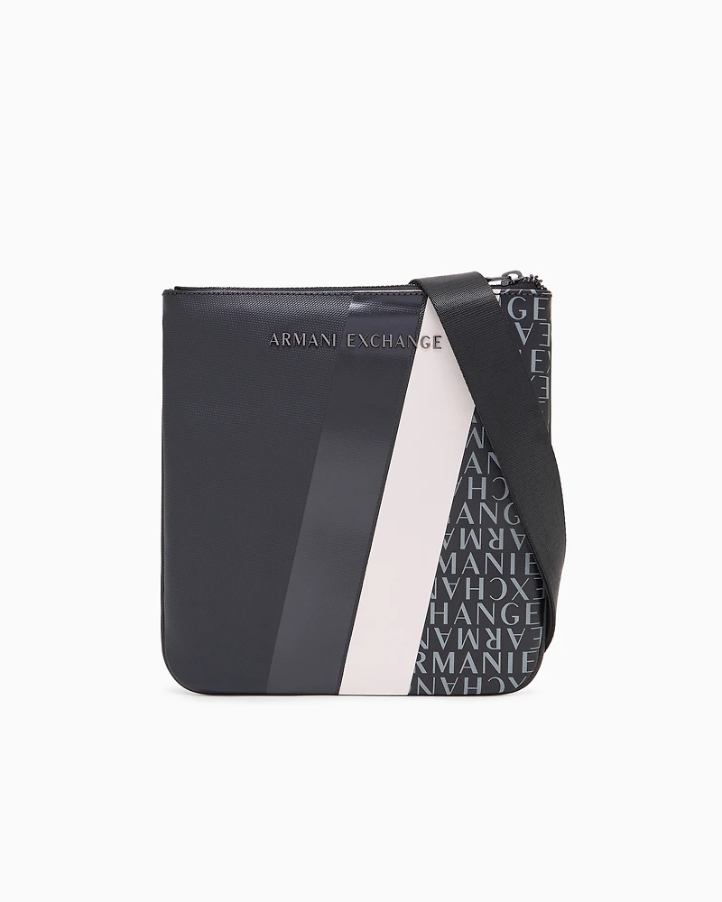 Monogram and Stripe Flat Shoulder Bag