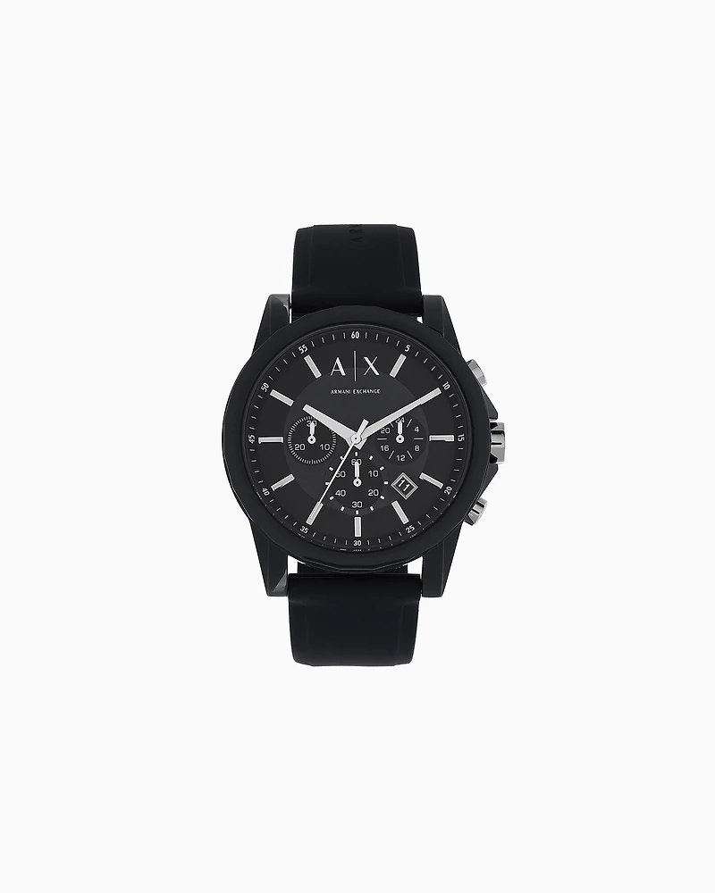Armani Exchange - Armani Exchange Chronograph Black Silicone Watch, Man, Black, Size: TU