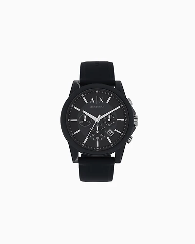 Armani Exchange - Armani Exchange Chronograph Black Silicone Watch, Man, Black, Size: TU