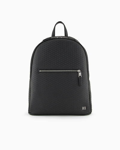 Armani Exchange - Backpack with all-over embossed logo, Man, Black, Size: TU