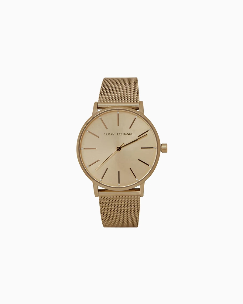 Armani Exchange - Three-hand gold-tone stainless steel watch, Woman, Multicoloured, Size: TU