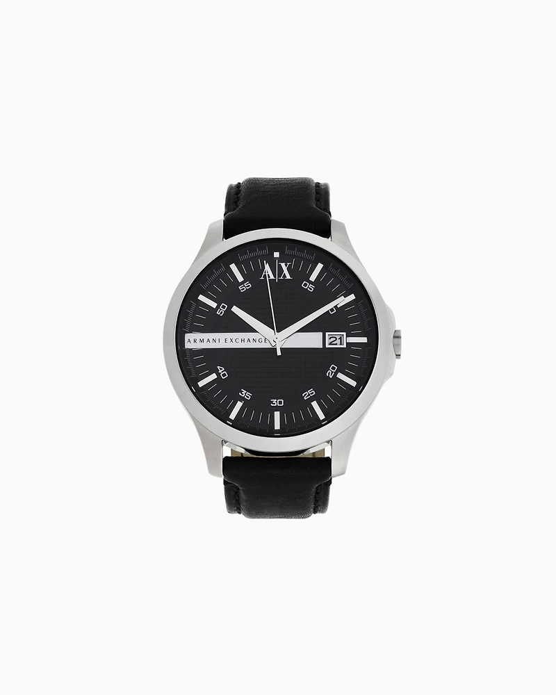 Armani Exchange - Three-hand watch with leather strap, Man, Multicoloured, Size: TU