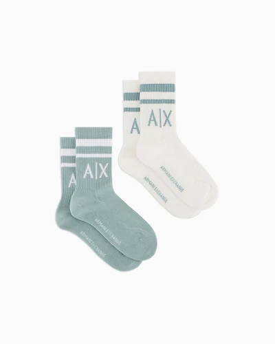 Set of 2 pairs of mixed cotton socks with logo
