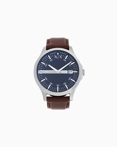 Armani Exchange - Three-hand watch with leather strap, Man, Multicoloured, Size: TU