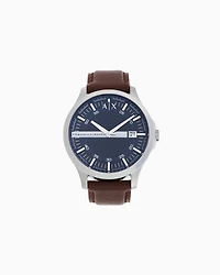 Armani Exchange - Three-hand watch with leather strap, Man, Multicoloured, Size: TU