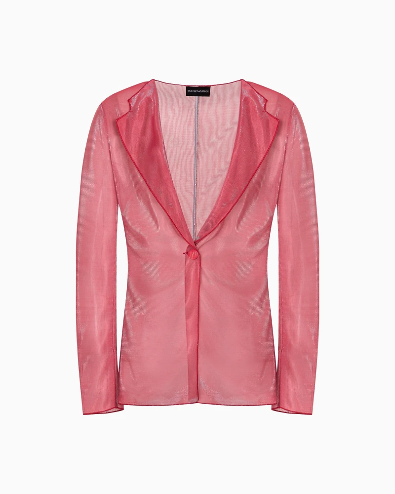 Emporio Armani - Iridescent knit-fabric blazer, Woman, Red, Size: