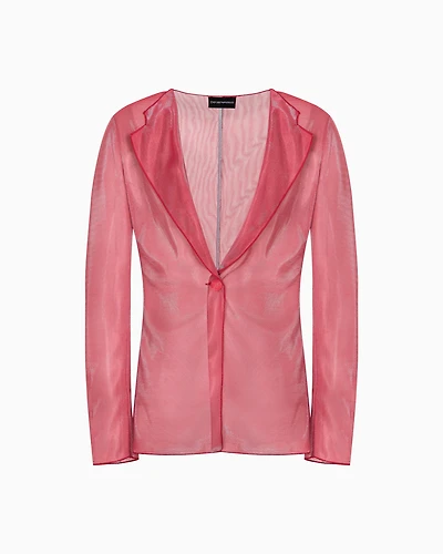 Emporio Armani - Iridescent knit-fabric blazer, Woman, Red, Size: