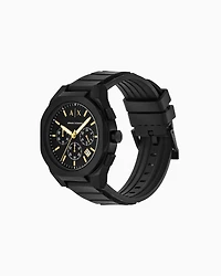 Armani Exchange -  Chronograph Black Silicone Watch and luggage tag, Man, Multicoloured, Size: TU