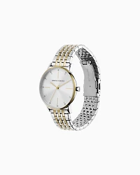Armani Exchange - Two-tone three-hand stainless steel watch and bracelet set, Woman, Multicoloured, Size: TU