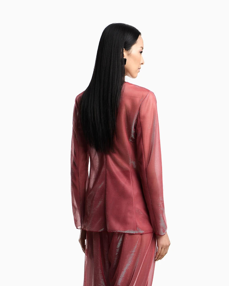 Emporio Armani - Iridescent knit-fabric blazer, Woman, Red, Size: