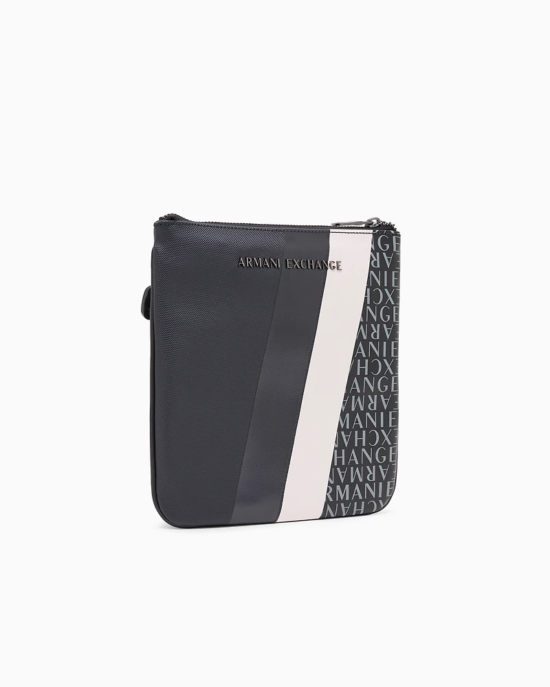 Monogram and Stripe Flat Shoulder Bag