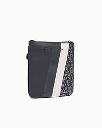 Monogram and Stripe Flat Shoulder Bag