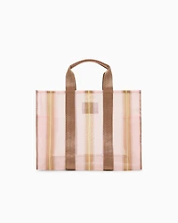 Transparent striped fabric shopper bag