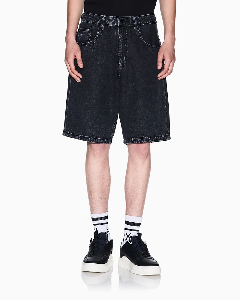 Cotton denim baggy shorts