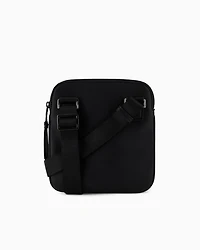 Armani Exchange - Semi-rigid flat shoulder bag with external pocket, Man, Black, Size: TU