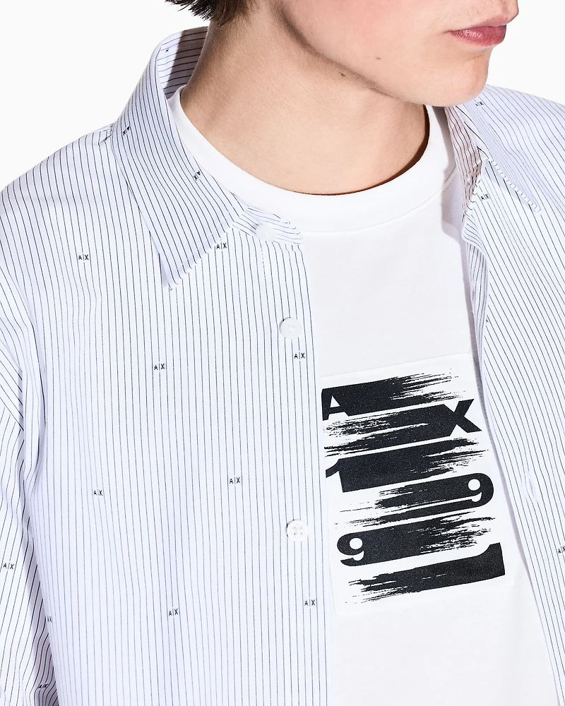 Armani Exchange - Regular fit T-shirt with abstract logo, Man, White, Size: