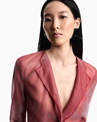 Emporio Armani - Iridescent knit-fabric blazer, Woman, Red, Size: