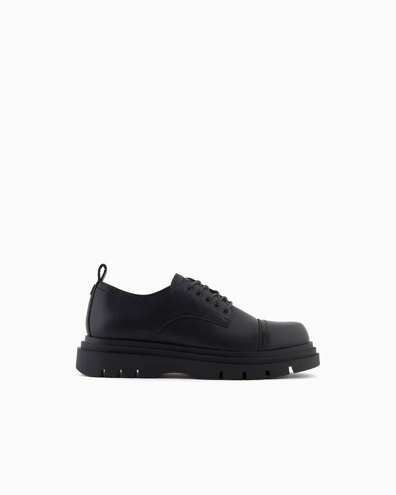 Armani Exchange - Leather lace-up shoes, Man, Black, Size:
