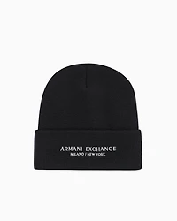 Armani Exchange - Beanie Hat Milano / New York ASV, Man, Black, Size: TU