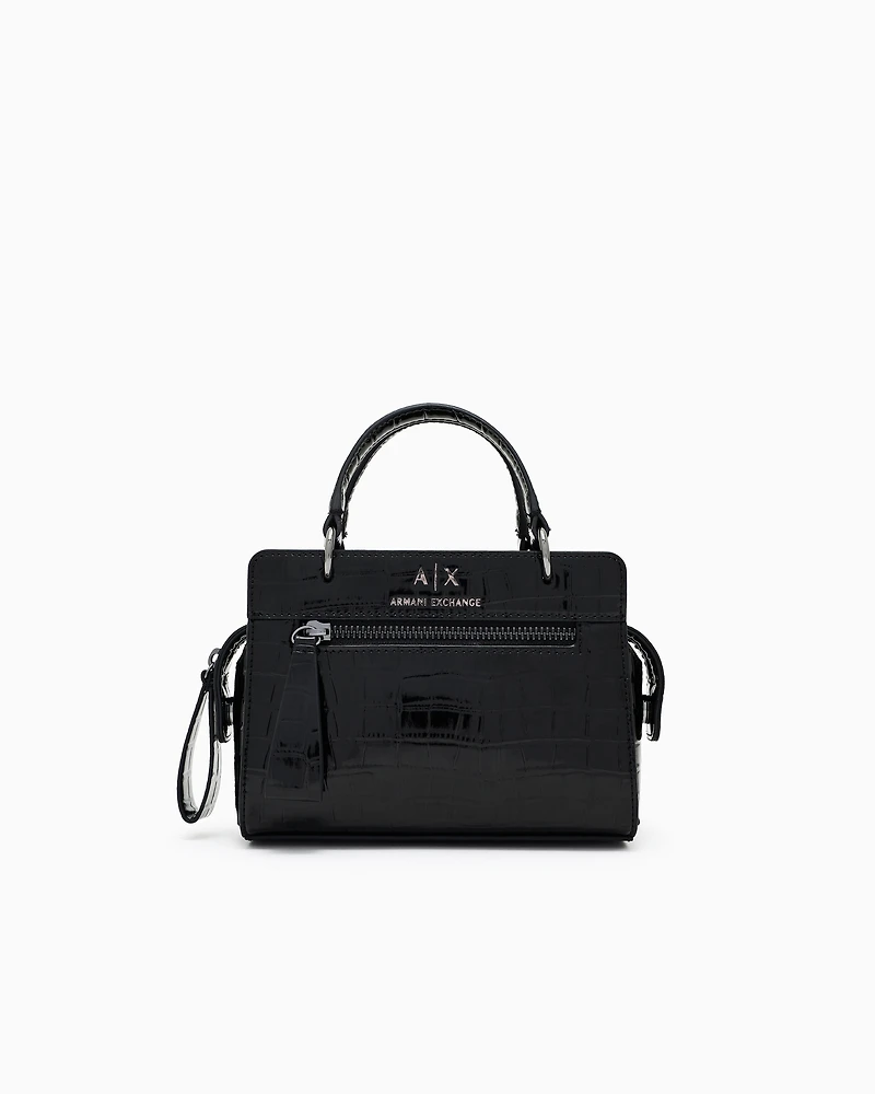 Mini bag with metallic crocodile effect