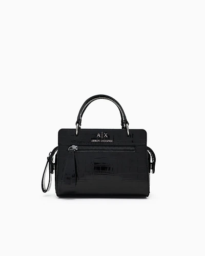 Mini bag with metallic crocodile effect
