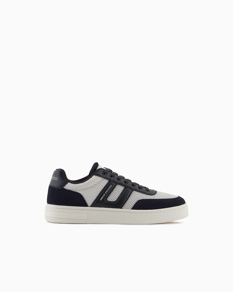Armani Exchange - Mesh sneakers with contrasting inserts, Man, Navy_blue, Size:
