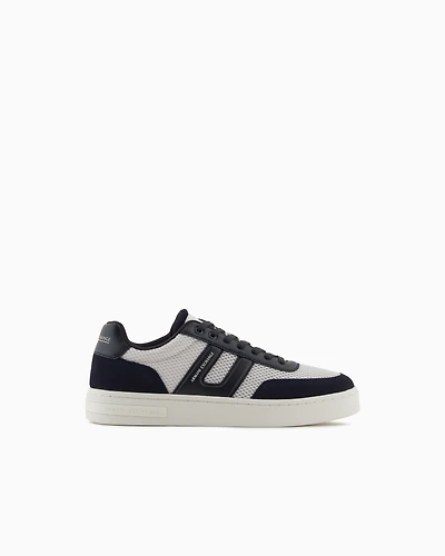 Armani Exchange - Mesh sneakers with contrasting inserts, Man, Navy Blue, Size: