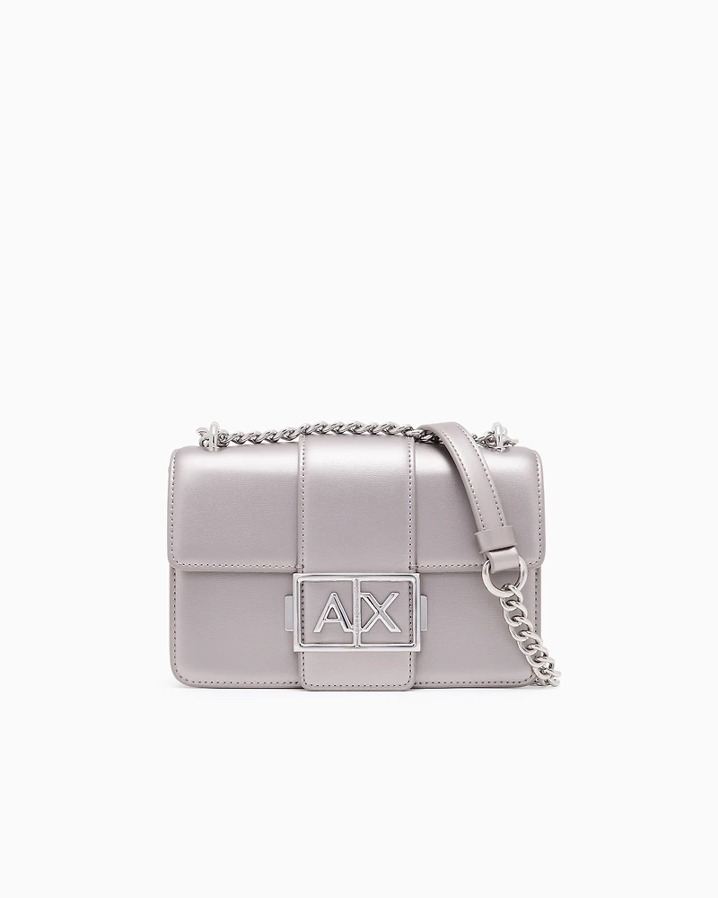 Armani Exchange - Shoulder bag with metal logo, Woman, Silver, Size: TU