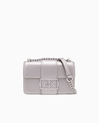 Armani Exchange - Shoulder bag with metal logo, Woman, Silver, Size: TU
