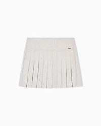 Pleated miniskirt herringbone fabric