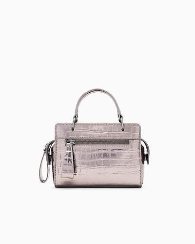Mini bag with metallic crocodile effect
