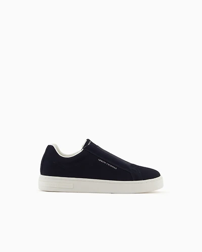 Armani Exchange - Leather sneakers with elastic, Man, Navy Blue, Size: