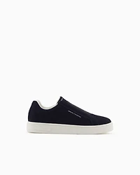 Armani Exchange - Leather sneakers with elastic, Man, Navy Blue, Size: