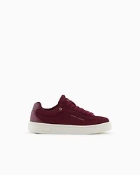 Armani Exchange - Leather sneakers with embossed details, Woman, Burgundy, Size: