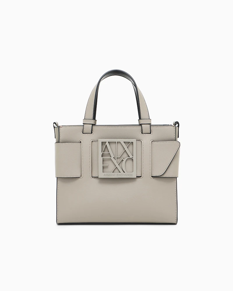Armani Exchange - Medium tote bag with double handles and shoulder strap, Woman, Brown, Size: TU