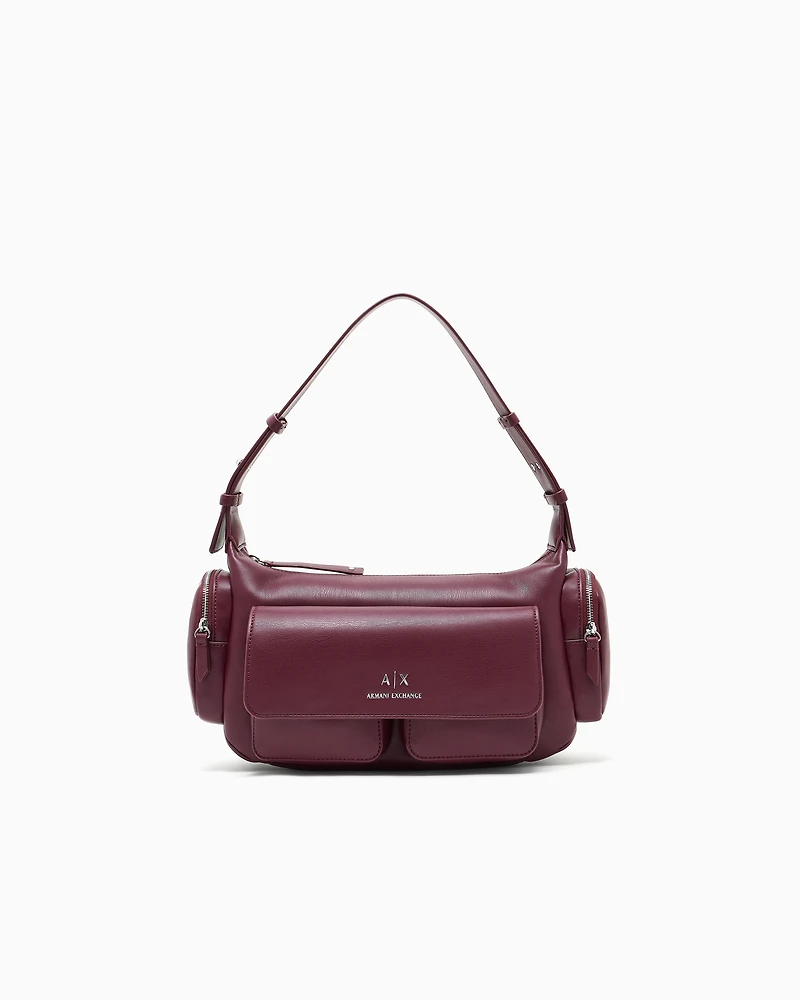 Armani Exchange - Large shoulder bag with side pockets, Woman, Burgundy, Size: TU