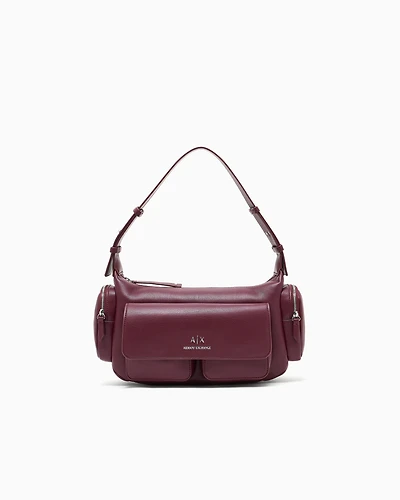 Armani Exchange - Large shoulder bag with side pockets, Woman, Burgundy, Size: TU