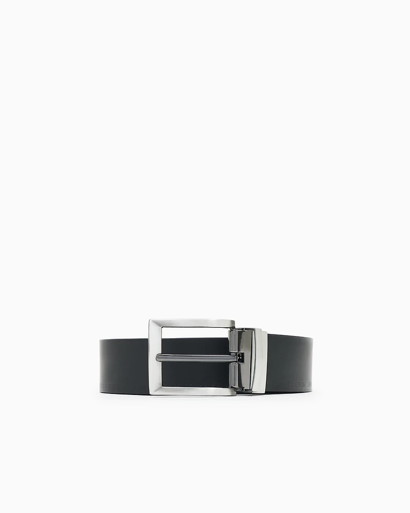 Leather belt with logo